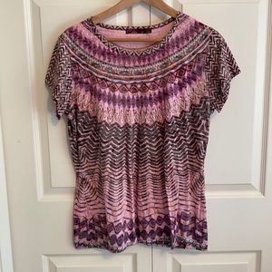 Prana Women’s Short Sleeve Patterned Tshirt - Size XL
